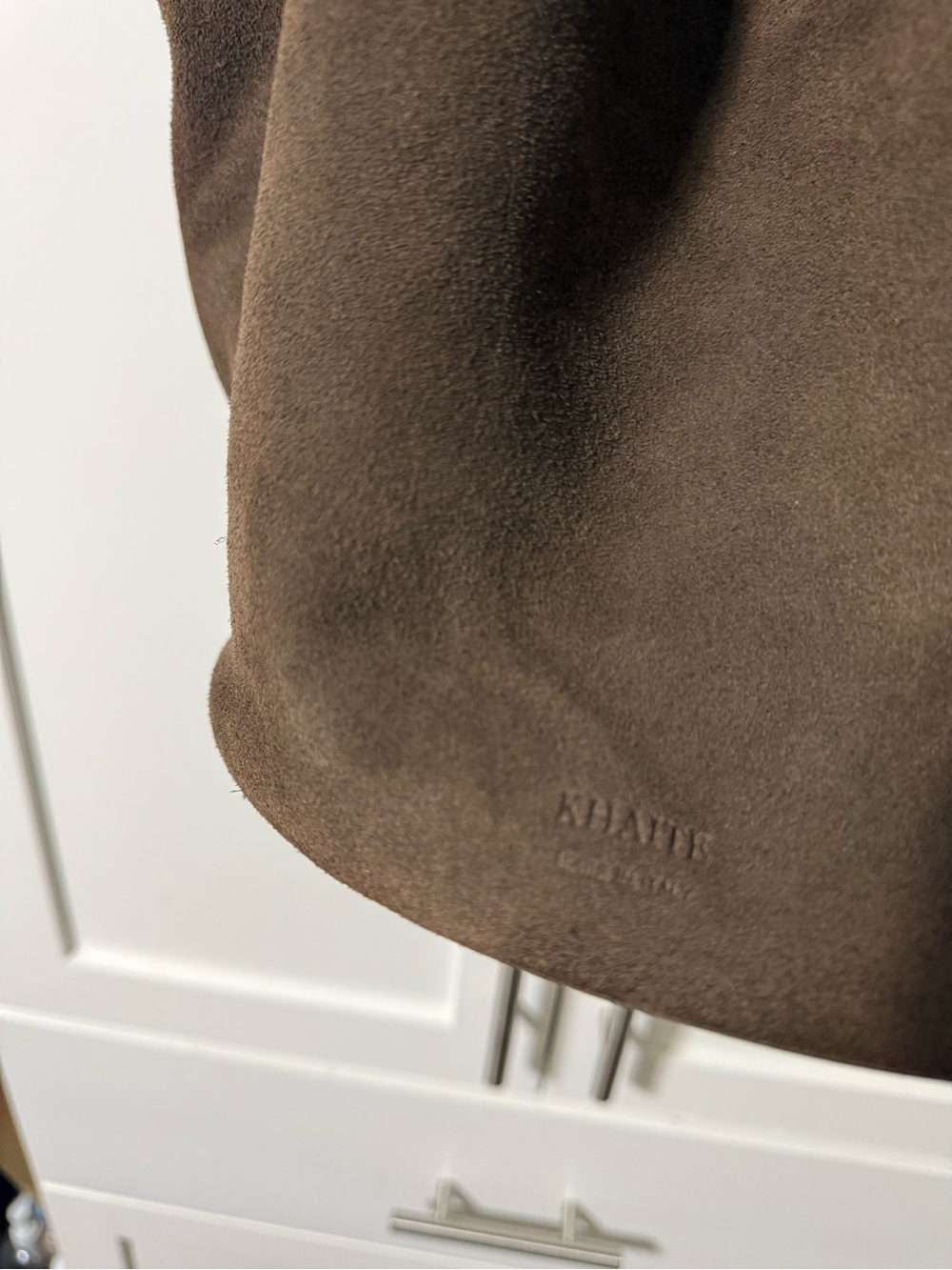 KHAITE Dark Brown Suede Shoulder Hobo Bag - Picture 2 of 5